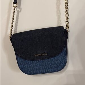Michael Kors Blue Crossbody Bag with Gold Chain